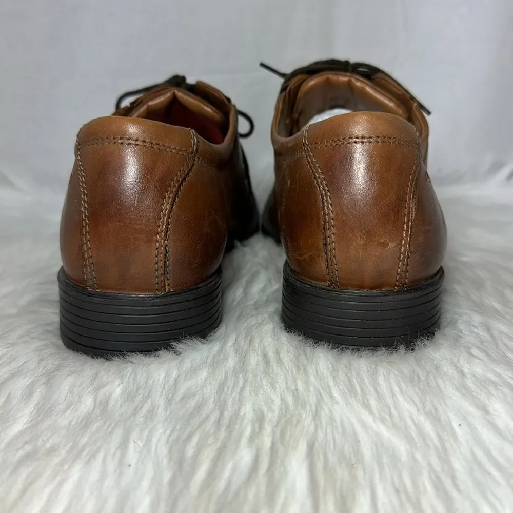 Clarks Tilden Cap Toe Dark Tan‎ Leather Oxfords Sz 10.5
